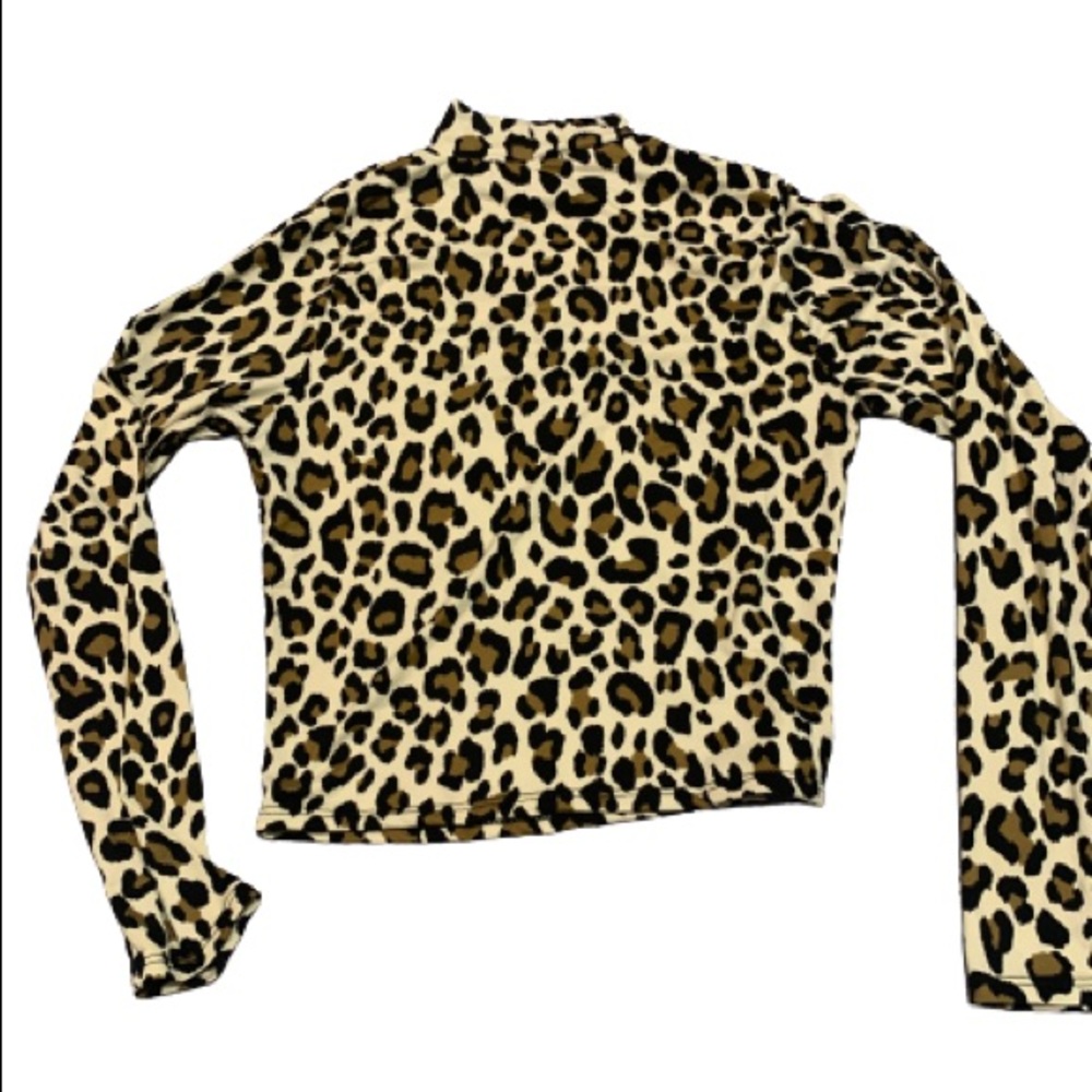 Cheetah print crop mock turtleneck